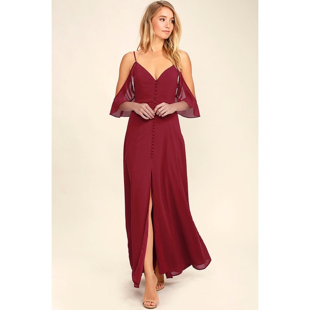 Lulu’s You Found Me Wine Red Maxi Dress
